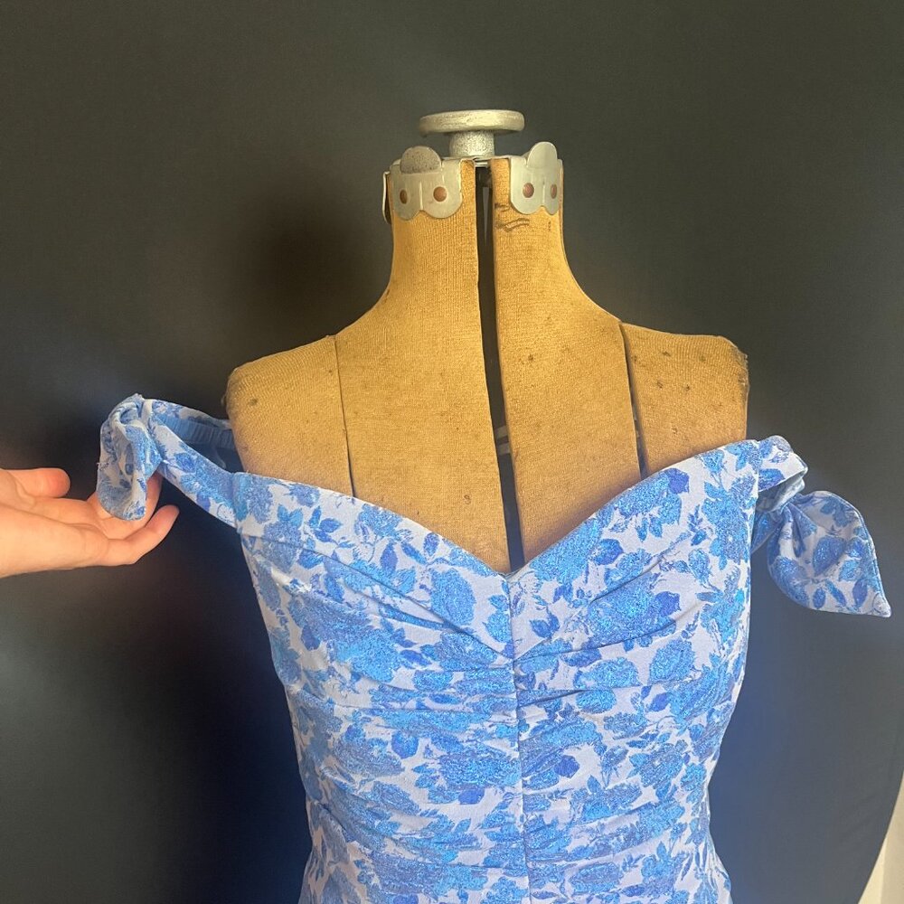 Theia Eliza Ruched Jacquard Midi Dress - Picture 4 of 10